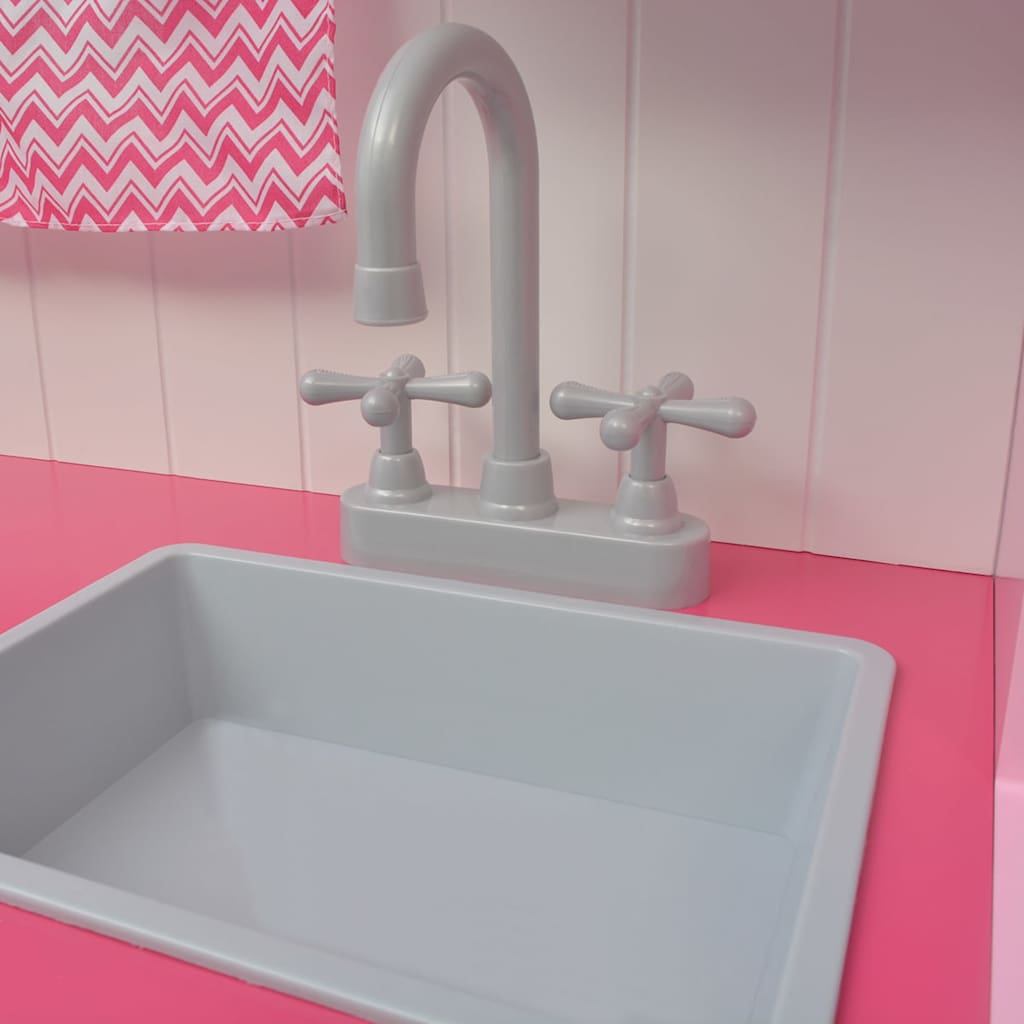 Speelgoedkeuken Roze En Wit 82X30X100 Cm Hout Hoogglans Wit