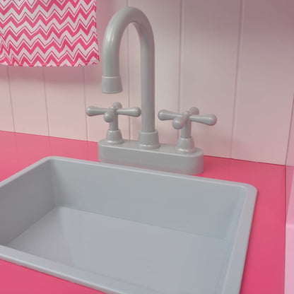 Speelgoedkeuken Roze En Wit 82X30X100 Cm Hout Hoogglans Wit