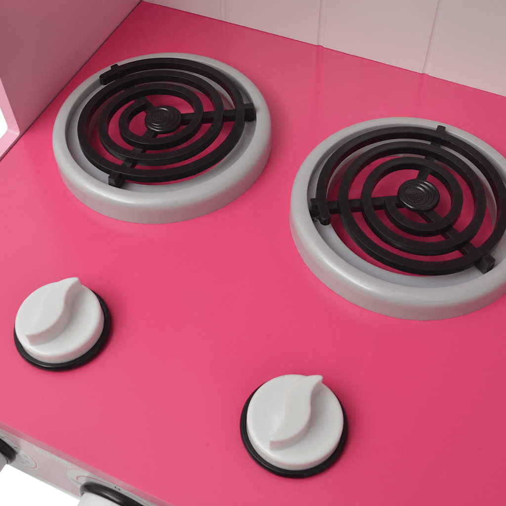 Speelgoedkeuken Roze En Wit 82X30X100 Cm Hout Hoogglans Wit