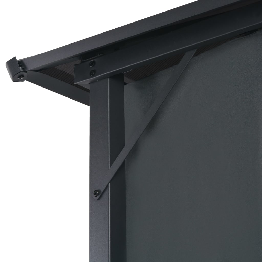 Prieel Met Gordijn 4X3X2,6 Cm Aluminium Zwart