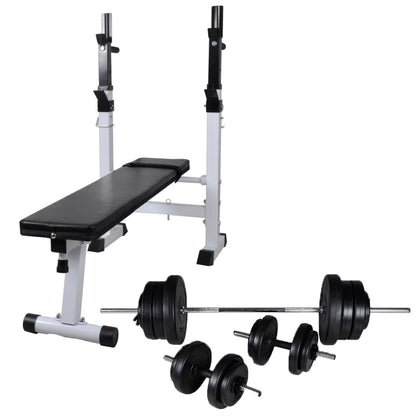 Trainingsbank Met Gewichtenrek En Halterset 60,5 Kg