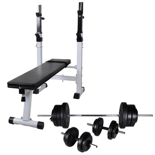 Trainingsbank Met Gewichtenrek En Halterset 60,5 Kg