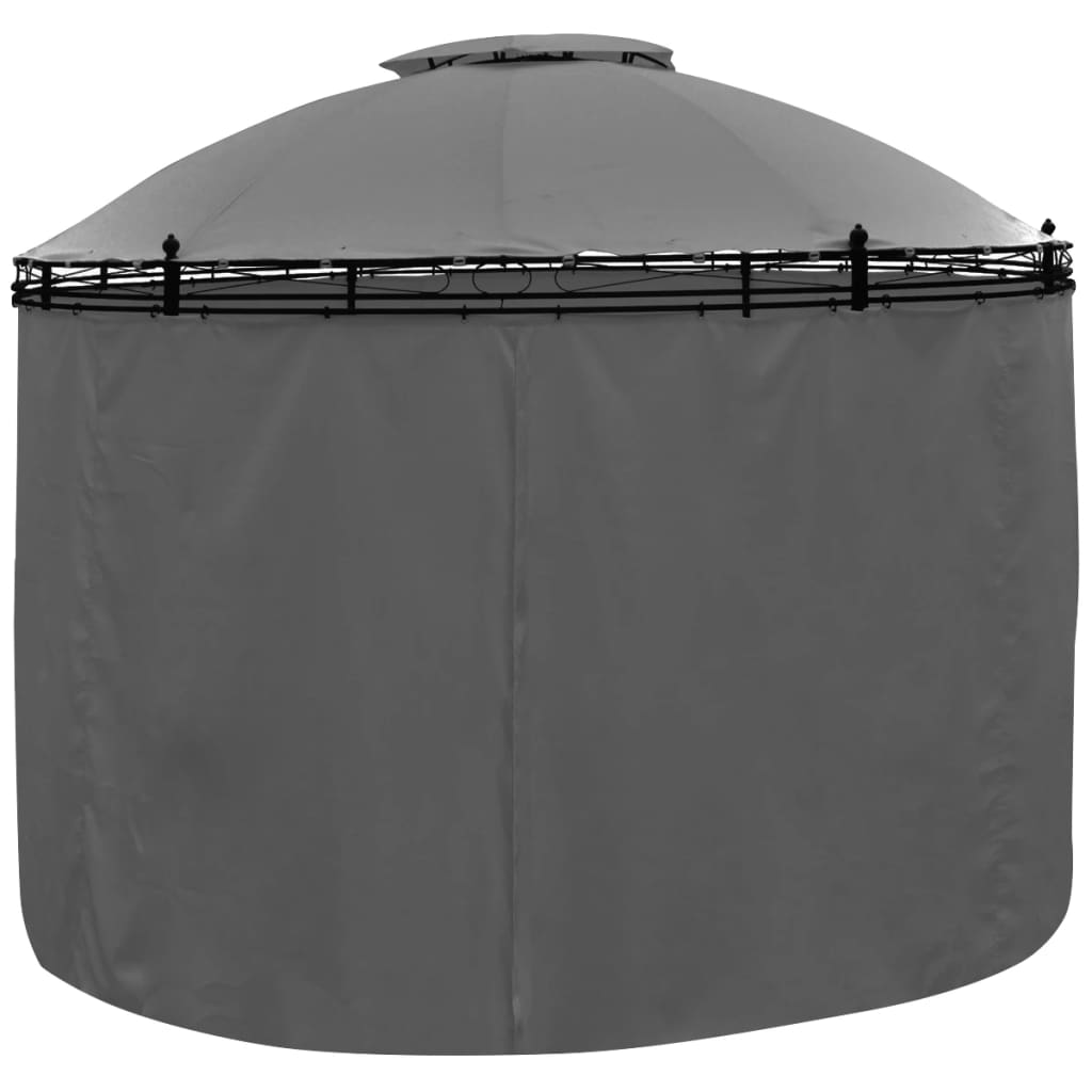 Prieel Met Gordijnen Rond 3,5X2,7 M Kleurig