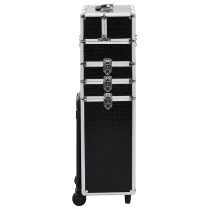 Make-Up Trolley Aluminium Zwart Met Krokodillenpatroon