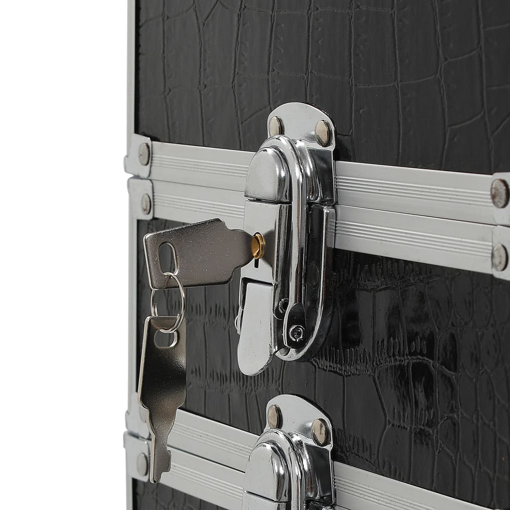 Make-Up Trolley Aluminium Zwart Met Krokodillenpatroon