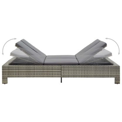 Ligbed Met Kussen 2-Persoons Poly Rattan