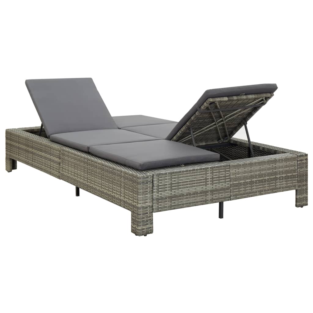 Ligbed Met Kussen 2-Persoons Poly Rattan