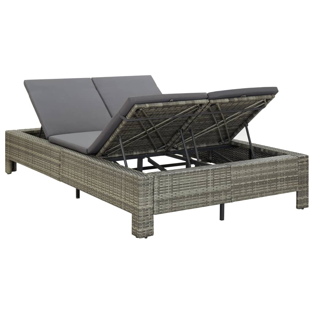 Ligbed Met Kussen 2-Persoons Poly Rattan