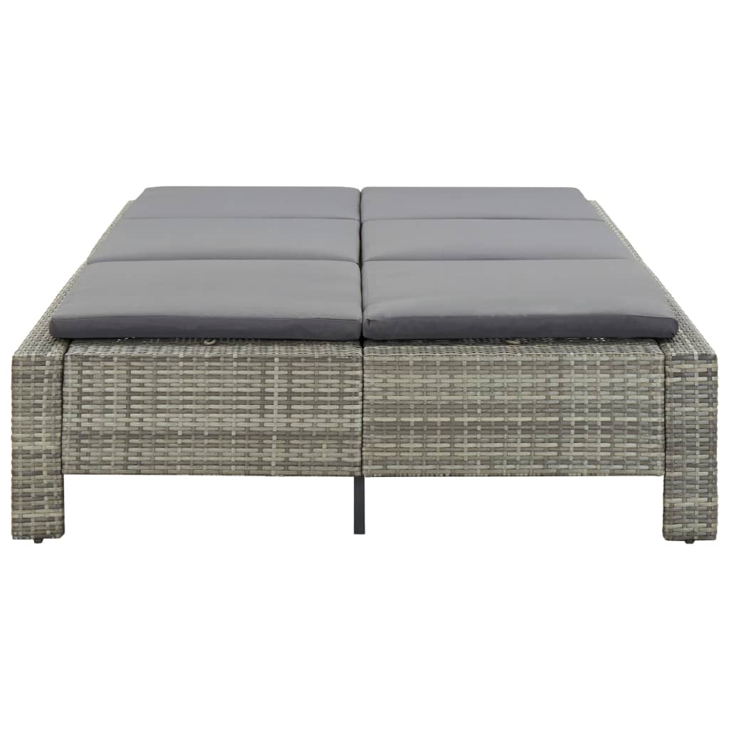 Ligbed Met Kussen 2-Persoons Poly Rattan