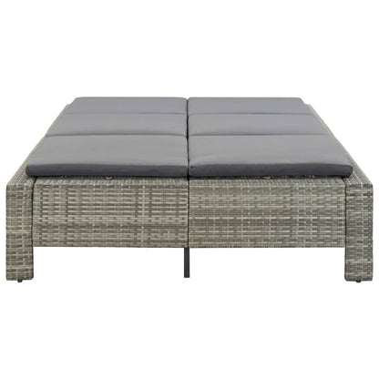 Ligbed Met Kussen 2-Persoons Poly Rattan