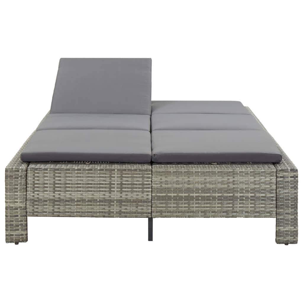 Ligbed Met Kussen 2-Persoons Poly Rattan