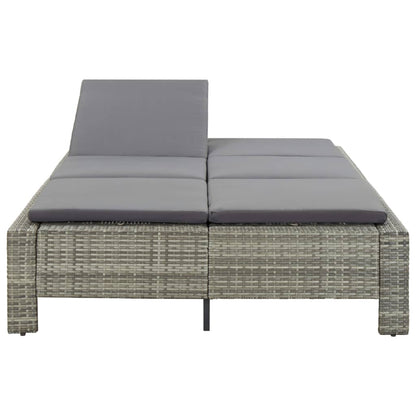 Ligbed Met Kussen 2-Persoons Poly Rattan