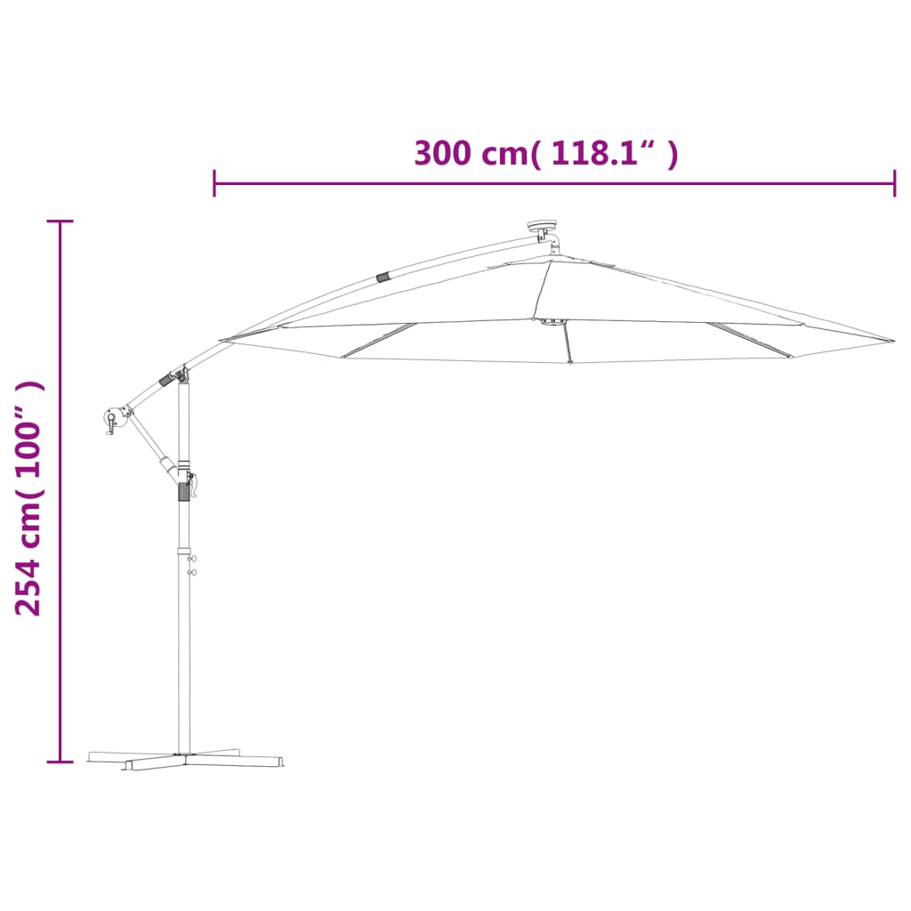 Zweefparasol Met Led En Stalen Paal
