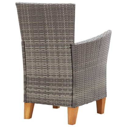 7-Delige Eethoek Poly Rattan En Massief Acaciahout Grijs