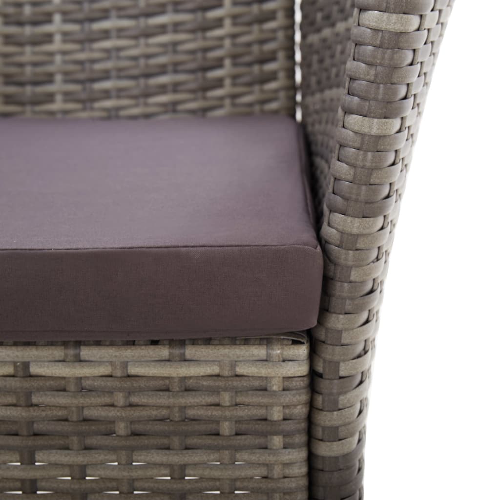 7-Delige Eethoek Poly Rattan En Massief Acaciahout Grijs