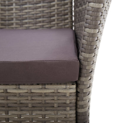 7-Delige Eethoek Poly Rattan En Massief Acaciahout Grijs