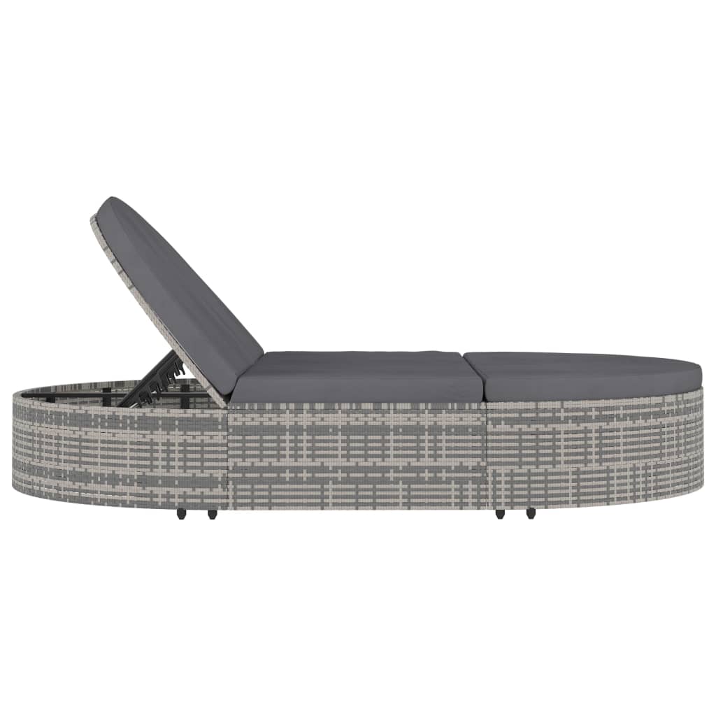 Ligbed Met Kussens 2-Persoons Poly Rattan