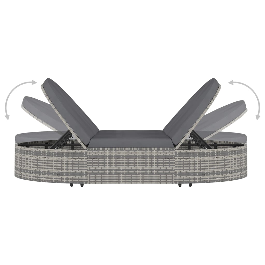 Ligbed Met Kussens 2-Persoons Poly Rattan