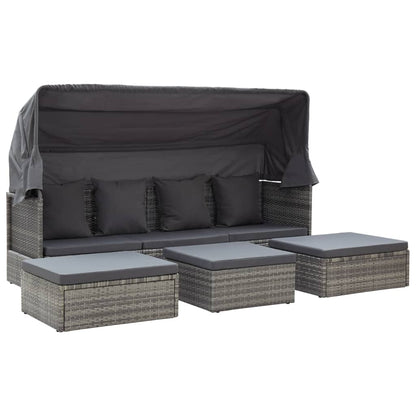 Tuinbed Met Luifel Poly Rattan Gemengd