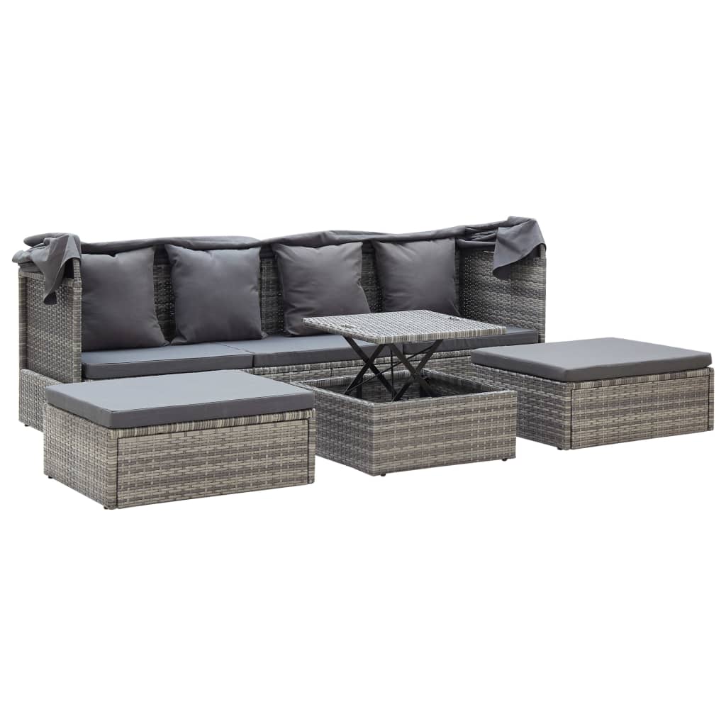 Tuinbed Met Luifel Poly Rattan Gemengd