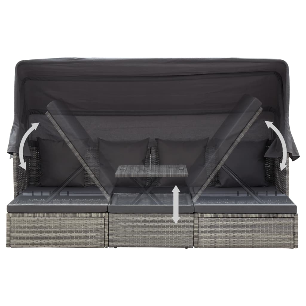 Tuinbed Met Luifel Poly Rattan Gemengd