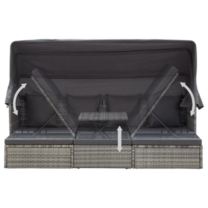 Tuinbed Met Luifel Poly Rattan Gemengd