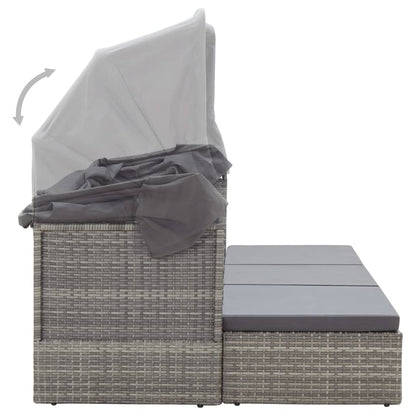 Tuinbed Met Luifel Poly Rattan Gemengd