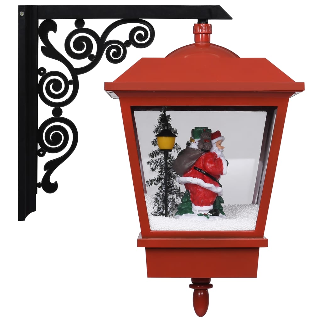 Kerstwandlamp Met Led-Lampjes En Kerstman 40X27X45 Cm Rood Zwart En Rood