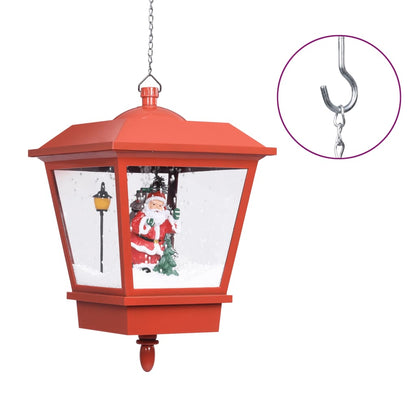 Kersthanglamp Met Led-Lamp En Kerstman 27X27X45 Cm Rood Zwart En Rood