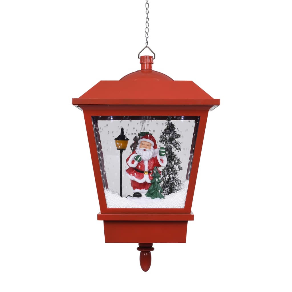 Kersthanglamp Met Led-Lamp En Kerstman 27X27X45 Cm Rood Zwart En Rood