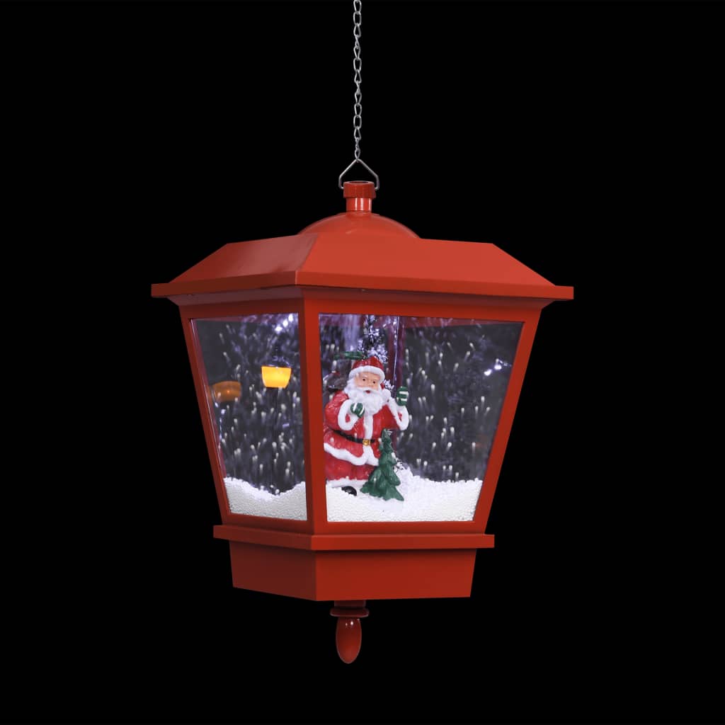Kersthanglamp Met Led-Lamp En Kerstman 27X27X45 Cm Rood Zwart En Rood