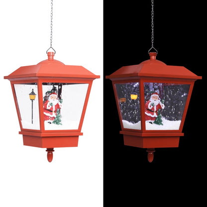 Kersthanglamp Met Led-Lamp En Kerstman 27X27X45 Cm Rood Zwart En Rood