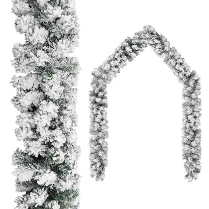 Kerstslinger Met Sneeuw Pvc Groen