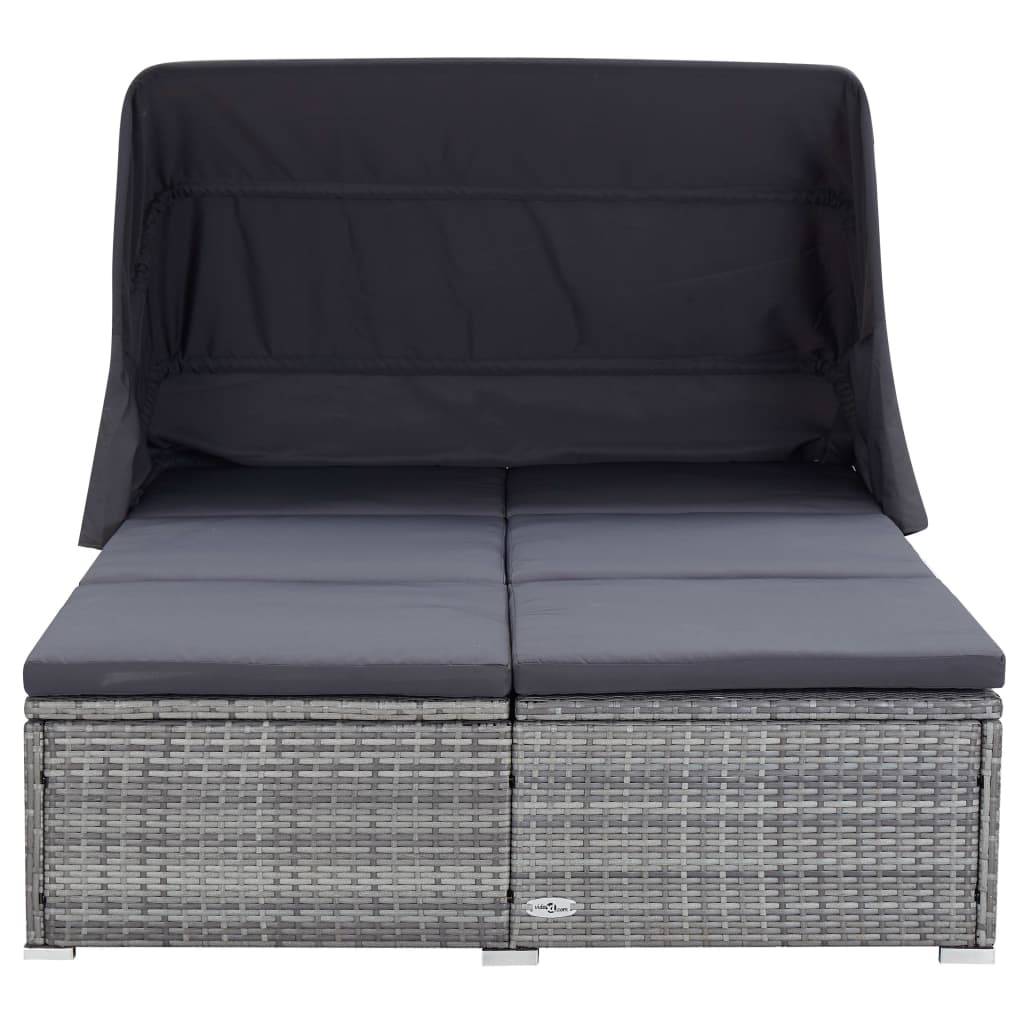 Ligbed Met Kussen 2-Persoons Poly Rattan