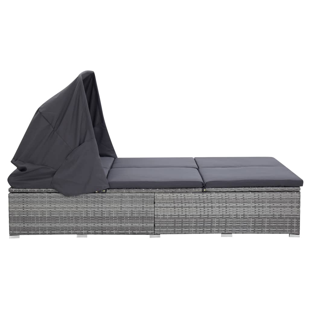 Ligbed Met Kussen 2-Persoons Poly Rattan