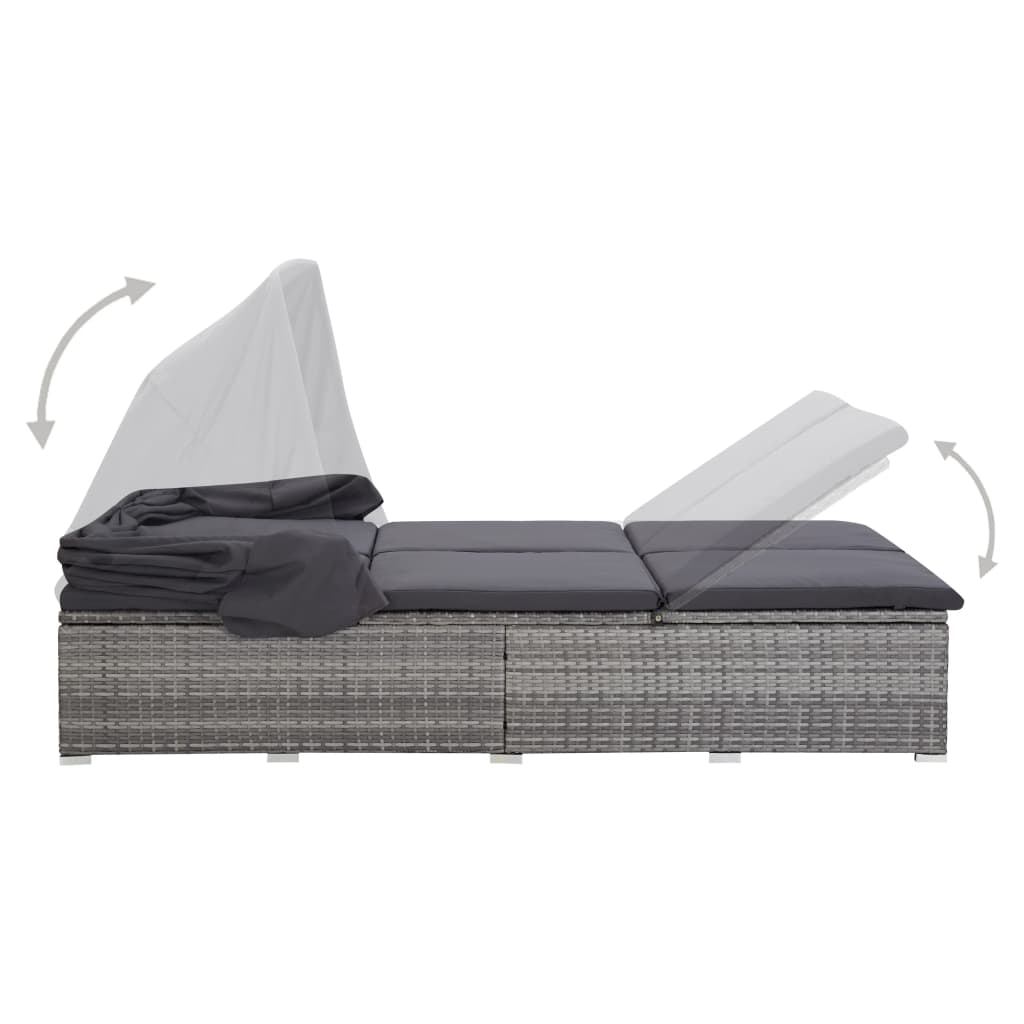 Ligbed Met Kussen 2-Persoons Poly Rattan