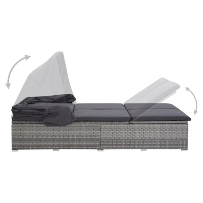 Ligbed Met Kussen 2-Persoons Poly Rattan
