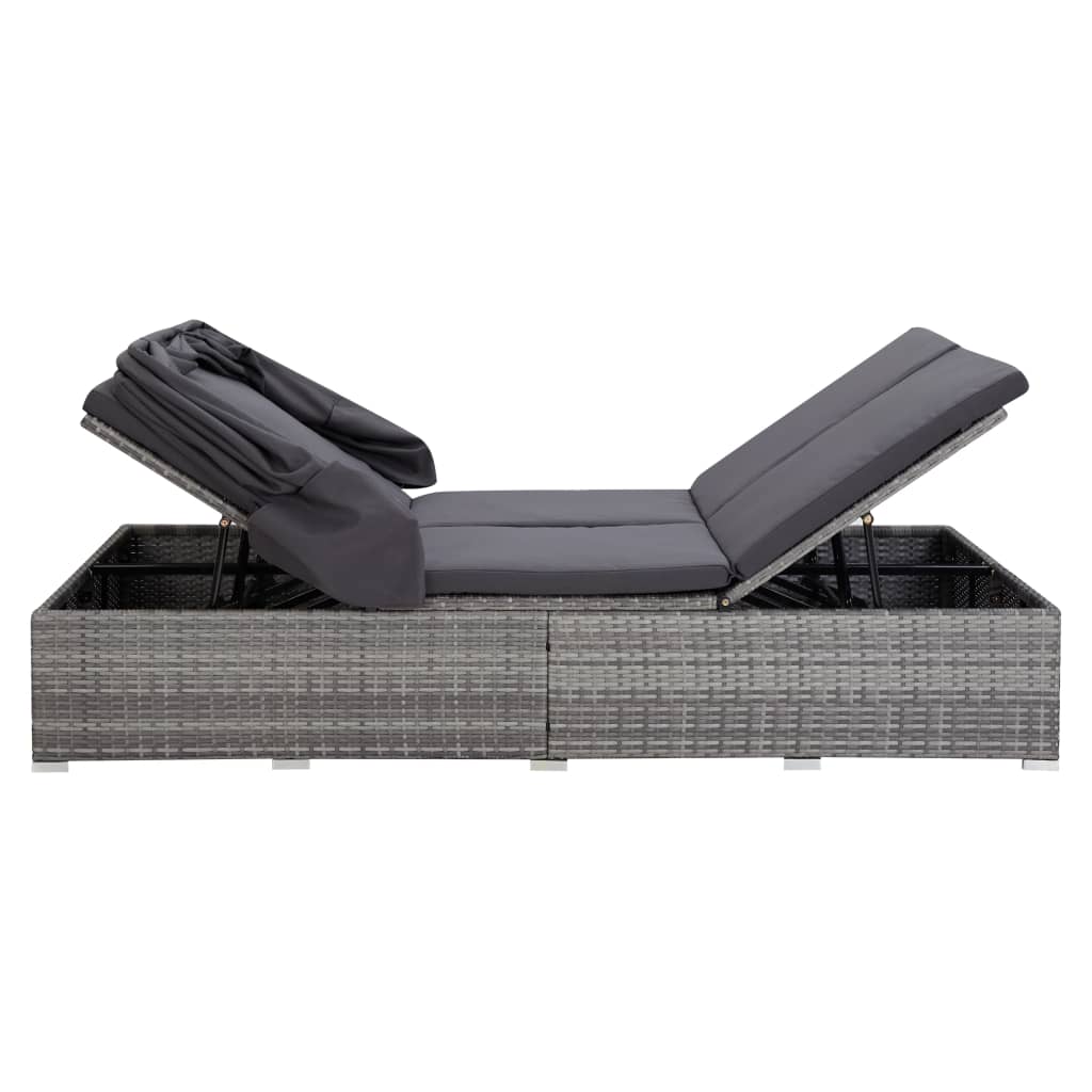 Ligbed Met Kussen 2-Persoons Poly Rattan