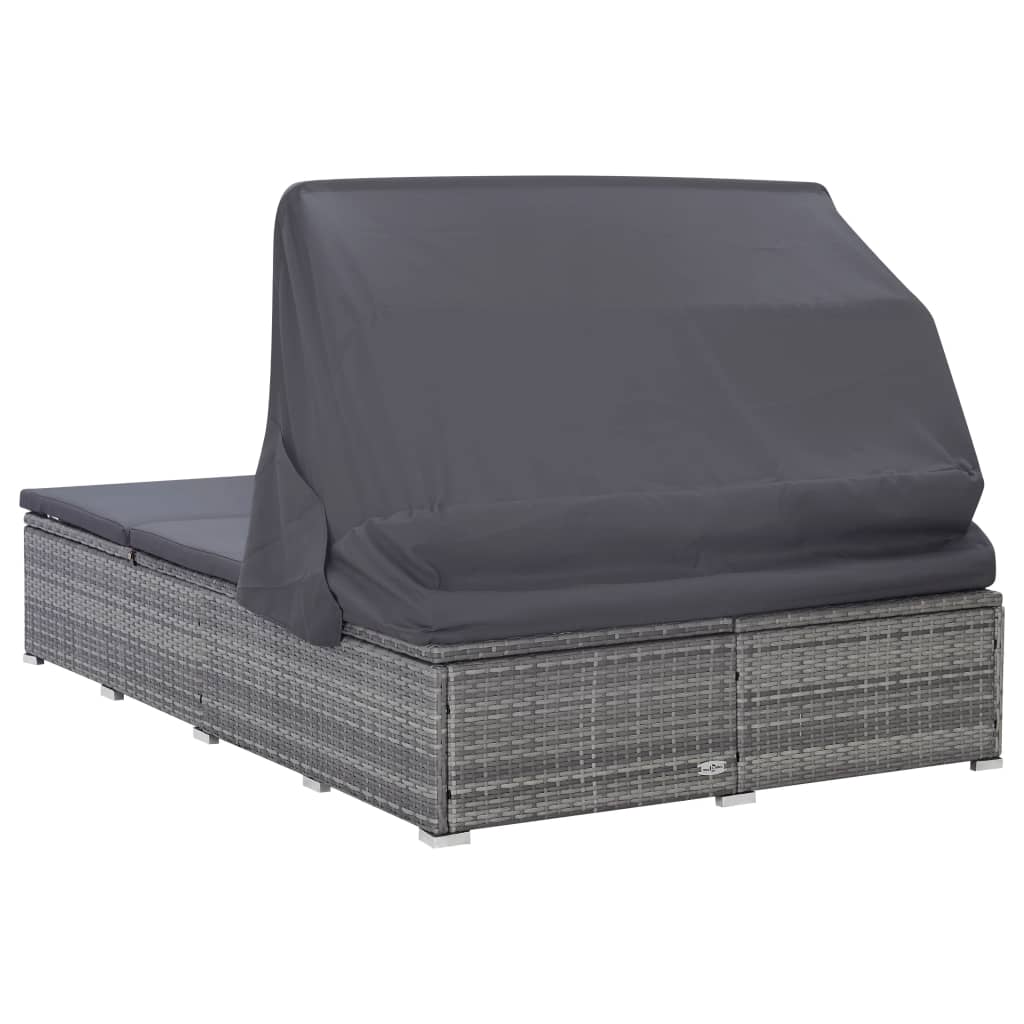 Ligbed Met Kussen 2-Persoons Poly Rattan