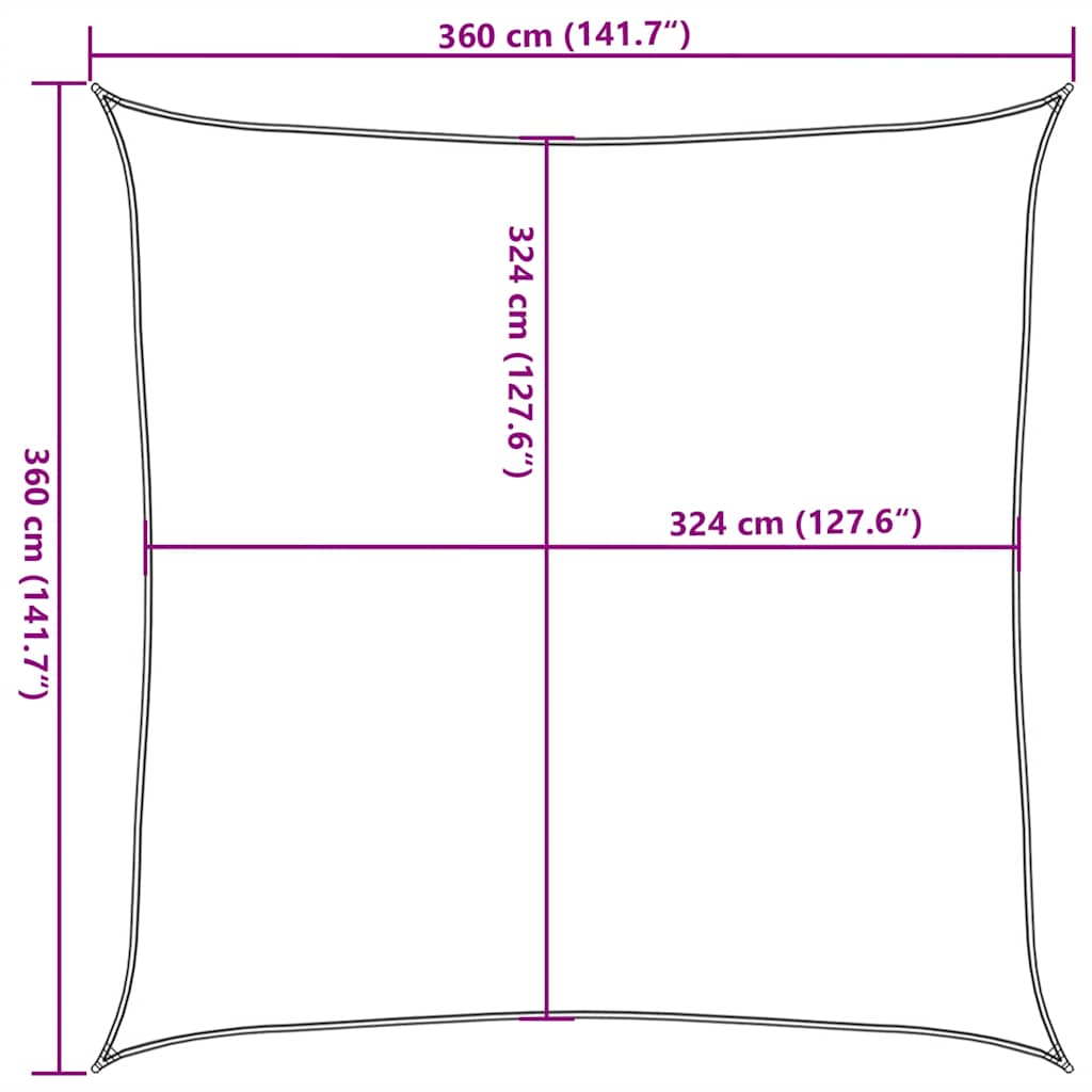 Zonnezeil 160 G/M² Vierkant 3,6X3,6 M Hdpe Blauw