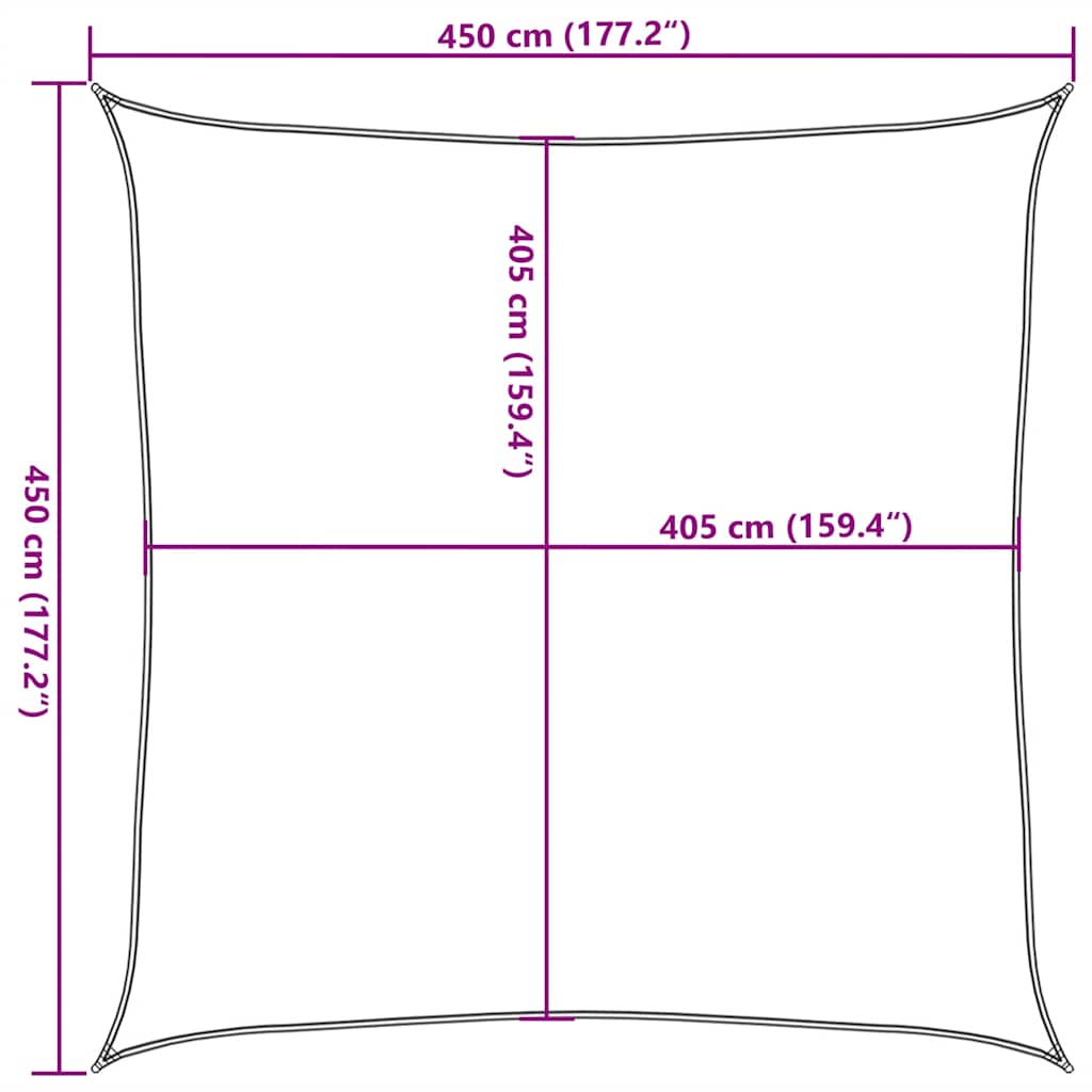 Zonnezeil 160 G/M² Vierkant 4,5X4,5 M Hdpe Oranje