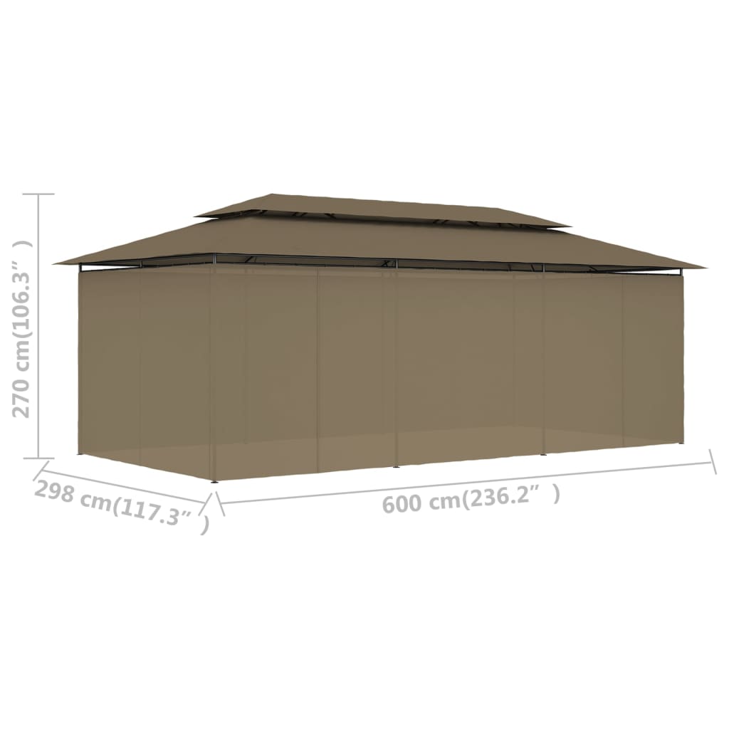Prieel Met Gordijnen 180 G/M² 600X298X270 Cm
