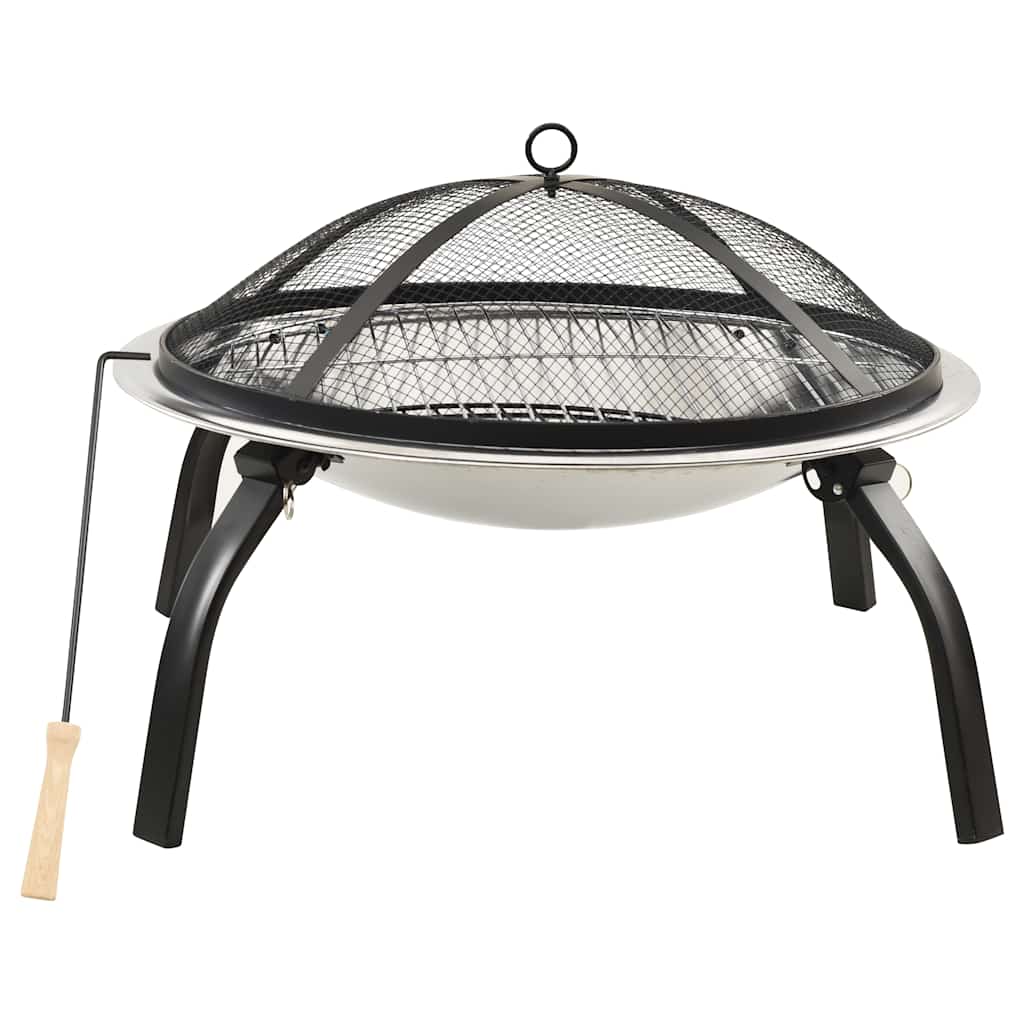Vuurschaal En Barbecue 2-In-1 Met Pook 56X56X49 Cm Rvs
