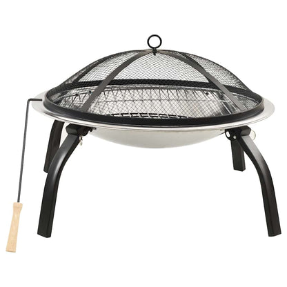 Vuurschaal En Barbecue 2-In-1 Met Pook 56X56X49 Cm Rvs