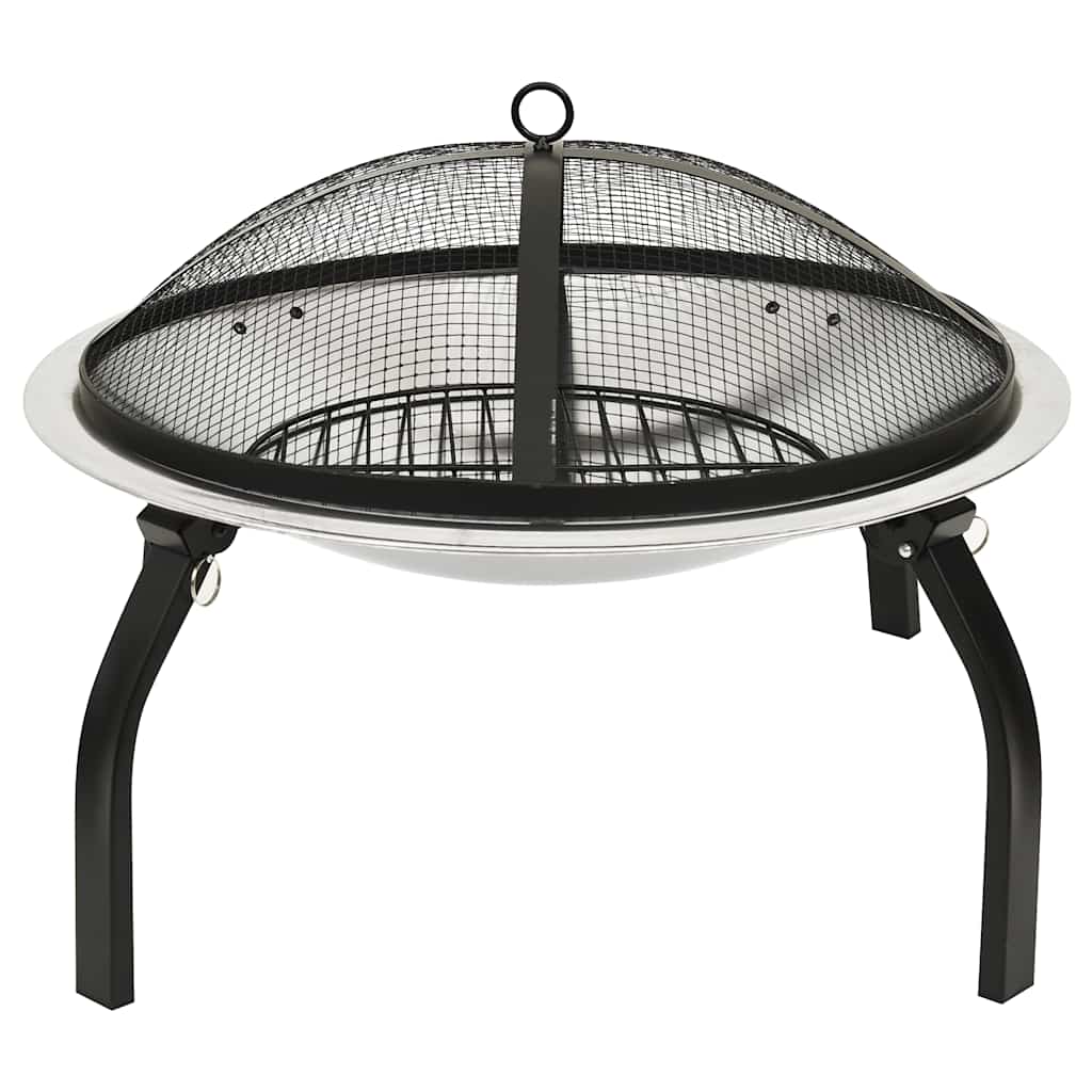 Vuurschaal En Barbecue 2-In-1 Met Pook 56X56X49 Cm Rvs