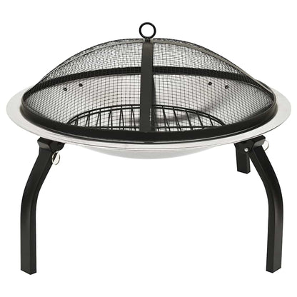 Vuurschaal En Barbecue 2-In-1 Met Pook 56X56X49 Cm Rvs