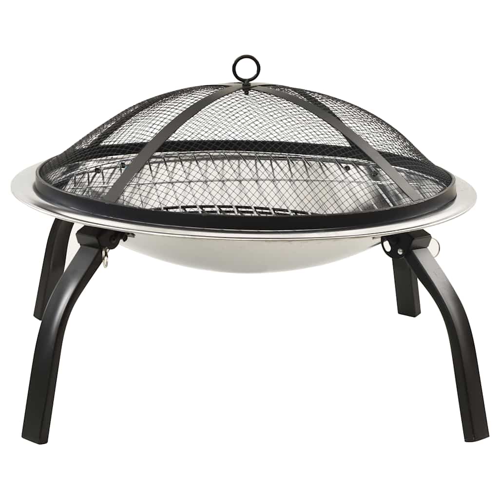 Vuurschaal En Barbecue 2-In-1 Met Pook 56X56X49 Cm Rvs