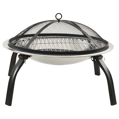 Vuurschaal En Barbecue 2-In-1 Met Pook 56X56X49 Cm Rvs