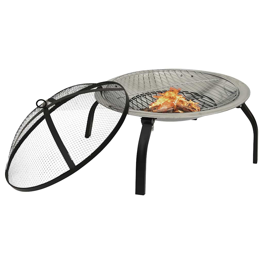 Vuurschaal En Barbecue 2-In-1 Met Pook 56X56X49 Cm Rvs