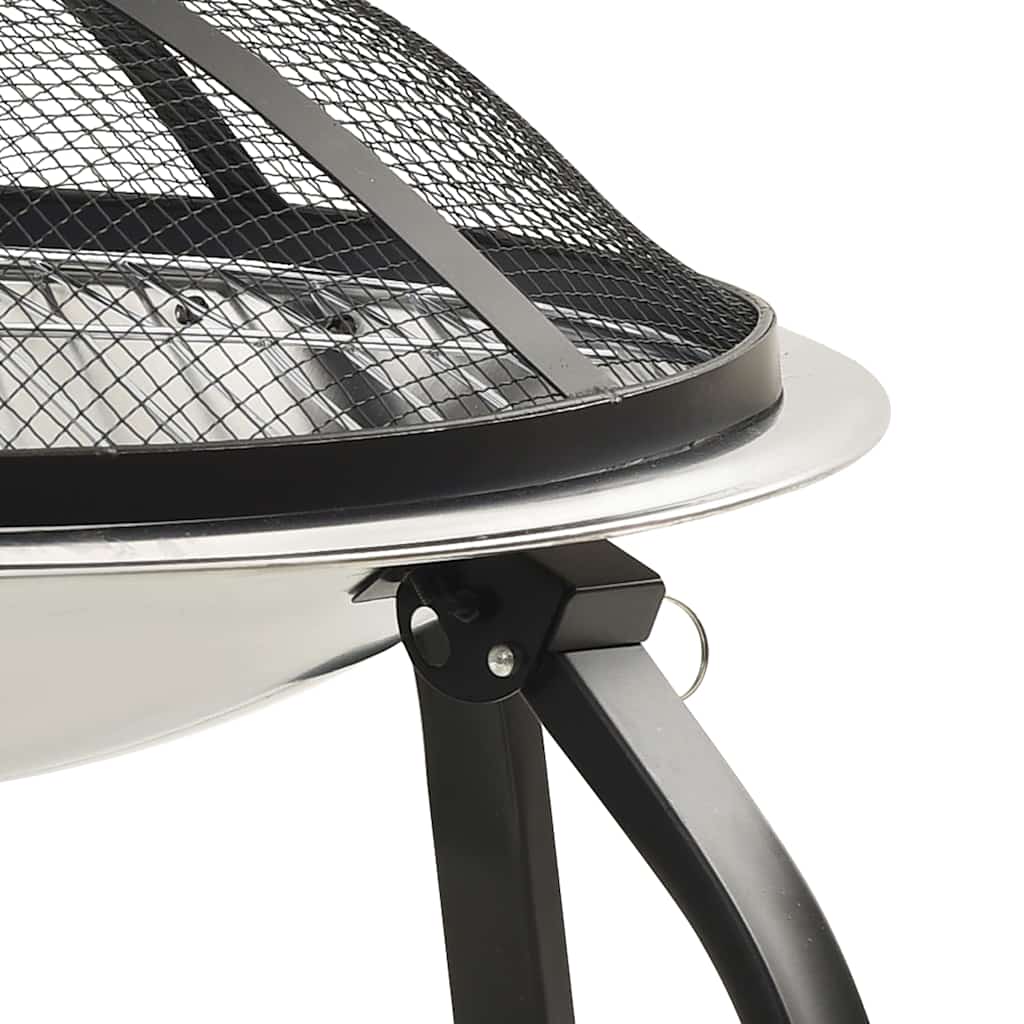 Vuurschaal En Barbecue 2-In-1 Met Pook 56X56X49 Cm Rvs